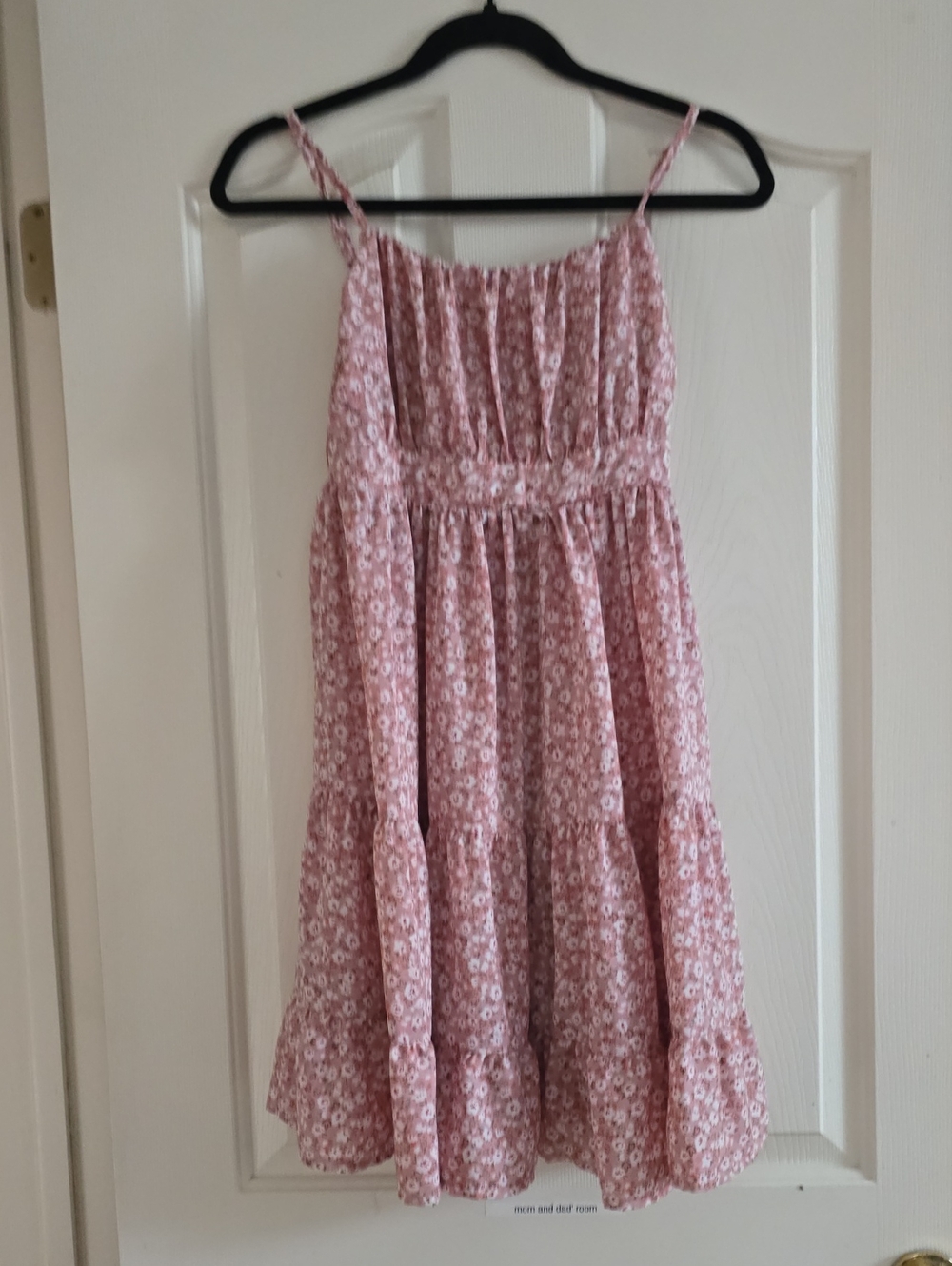 Girls' Pink Floral Tiered Sundress - Lightweight Spaghetti Strap Dress